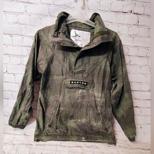 Burton Surfwear Anorak Camo Jacket Small Packable Hood Cotton Utility Popover Ja